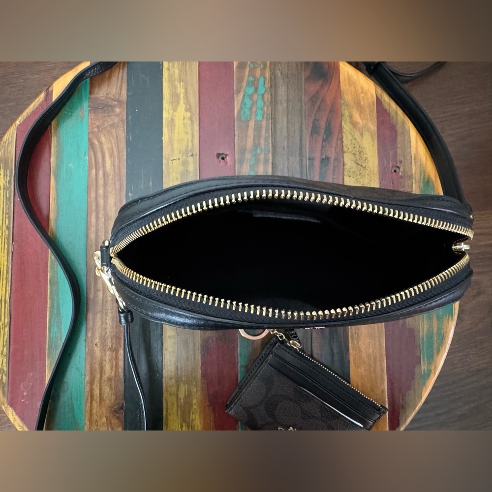 Coach Brown & Black Signature Crossbody with Matching Card Case - Picture 4 of 14